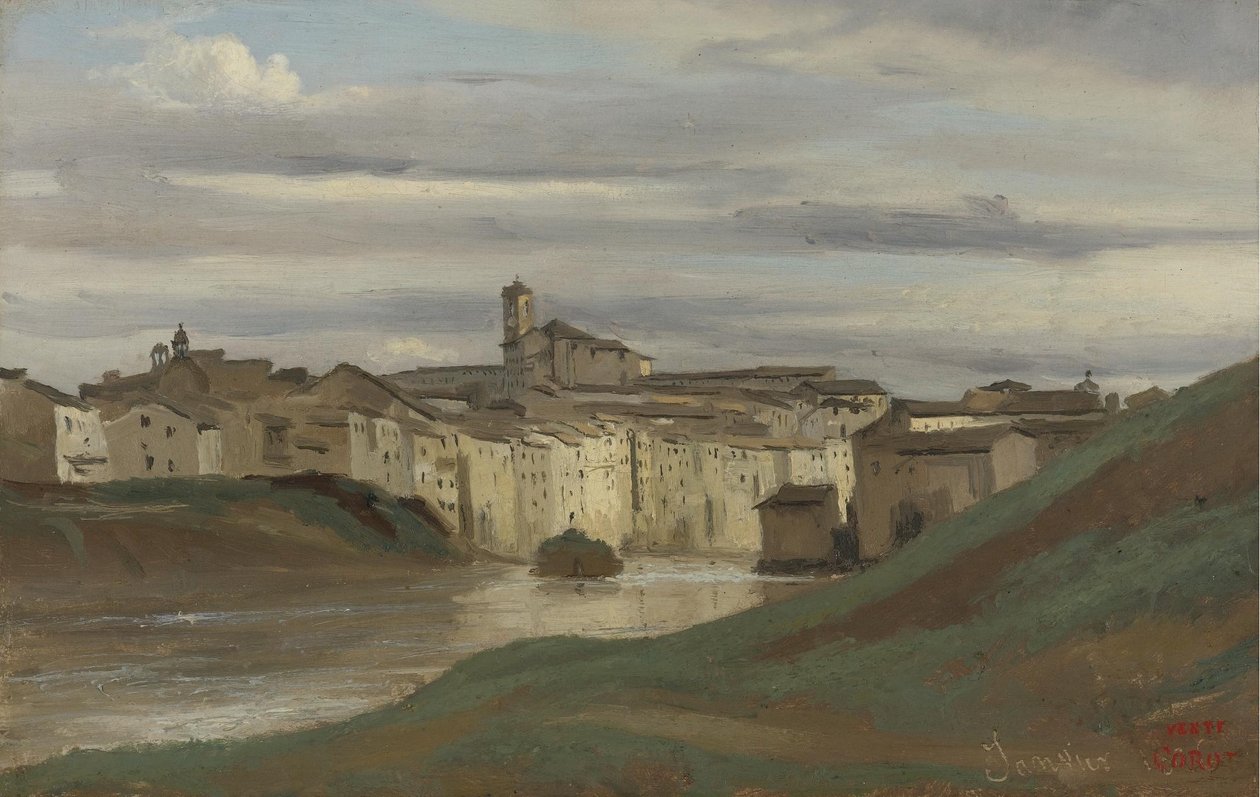 Nad brzegiem Tybru, Rzym autorstwa Jean Baptiste Camille Corot