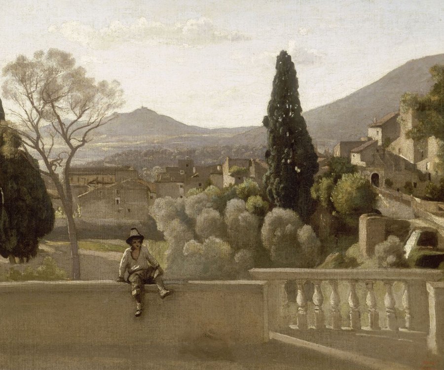 Ogrody Villa dEste w Tivoli autorstwa Jean Baptiste Camille Corot