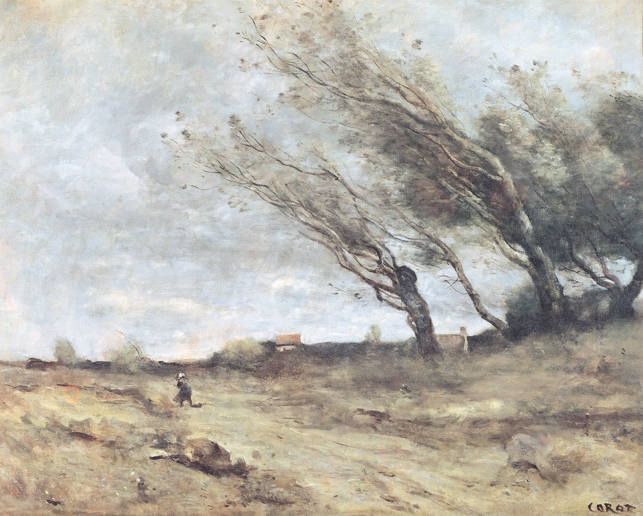 Podmuch wiatru, ok. 1865-70 autorstwa Jean Baptiste Camille Corot