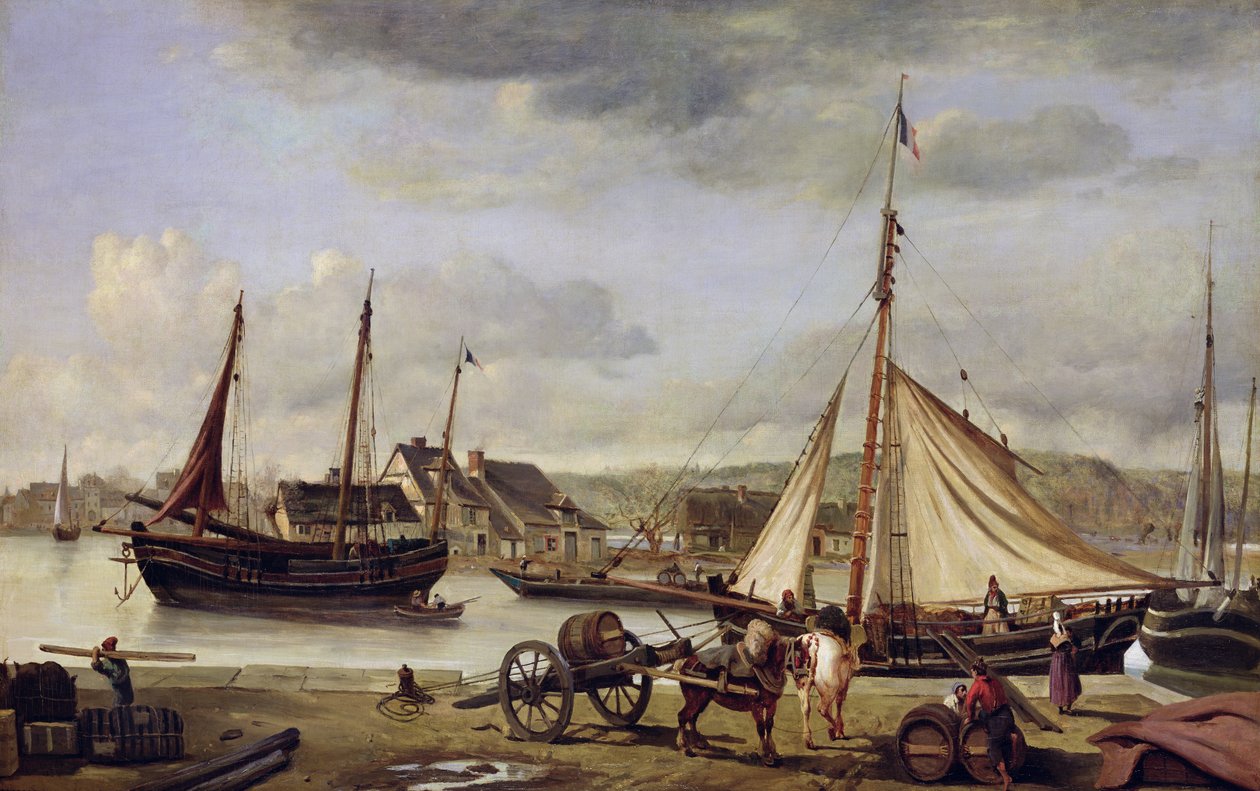 Nabrzeże Kupieckie w Rouen, 1834 autorstwa Jean Baptiste Camille Corot