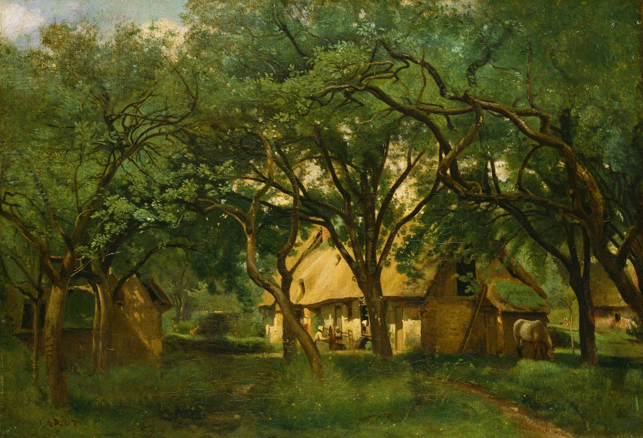 Farma Toutain w Honfleur autorstwa Jean Baptiste Camille Corot