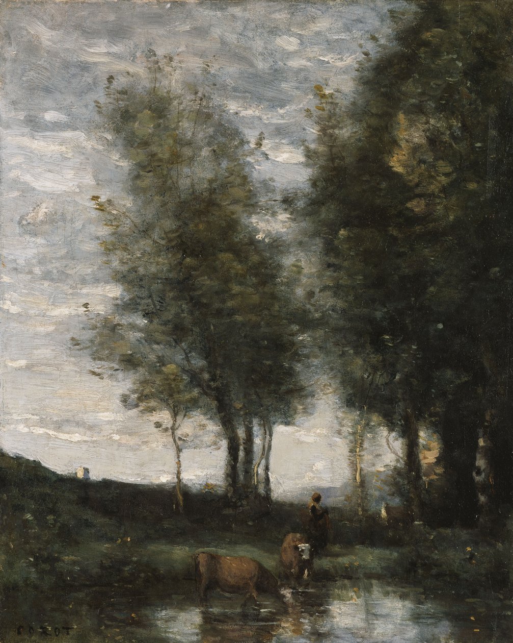 Staw, pasterz (olej na płótnie) autorstwa Jean Baptiste Camille Corot