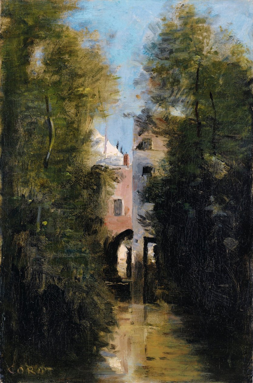 Wiatrak na rzece Thérain w Beauvais autorstwa Jean Baptiste Camille Corot