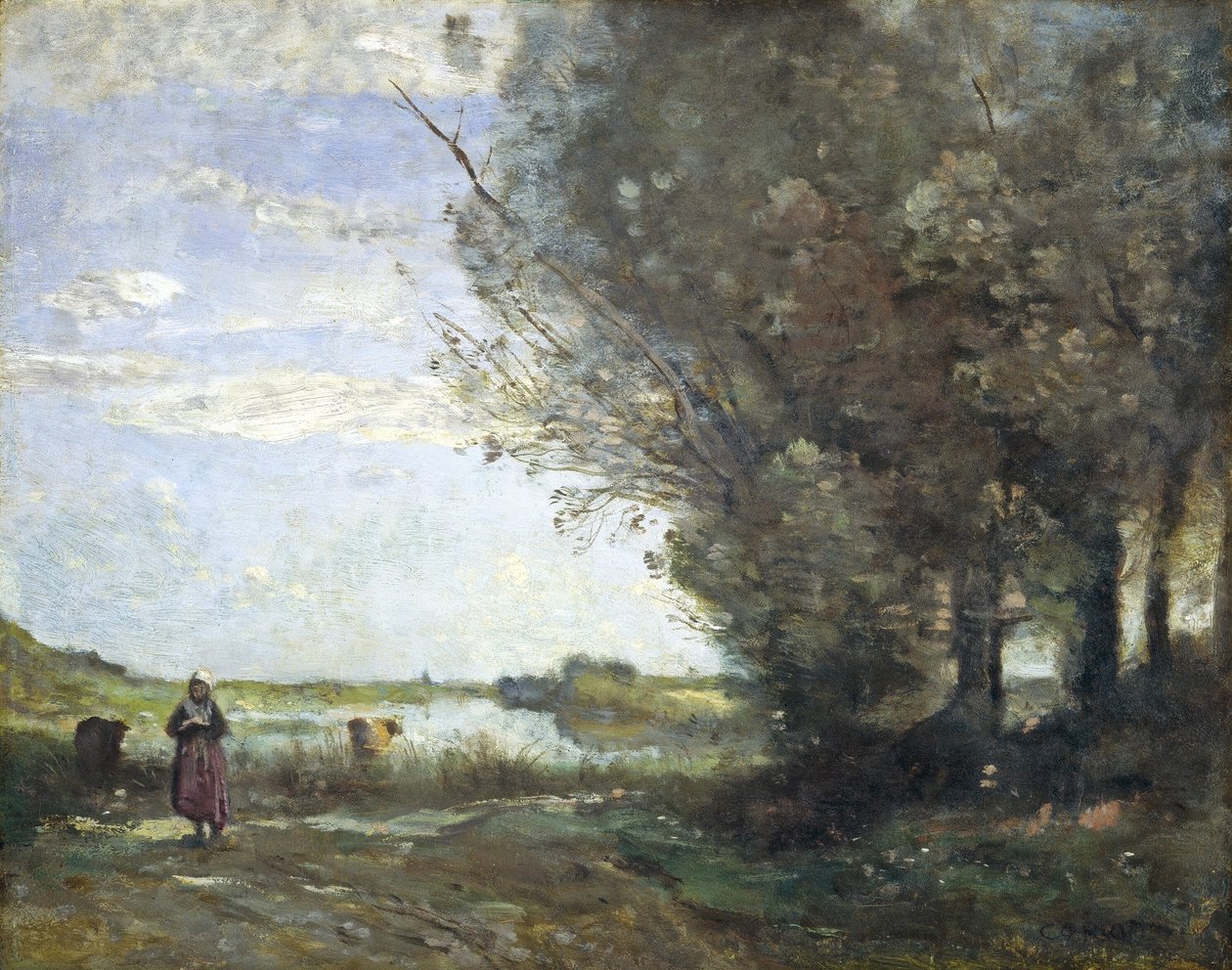 Widok na rzekę autorstwa Jean Baptiste Camille Corot