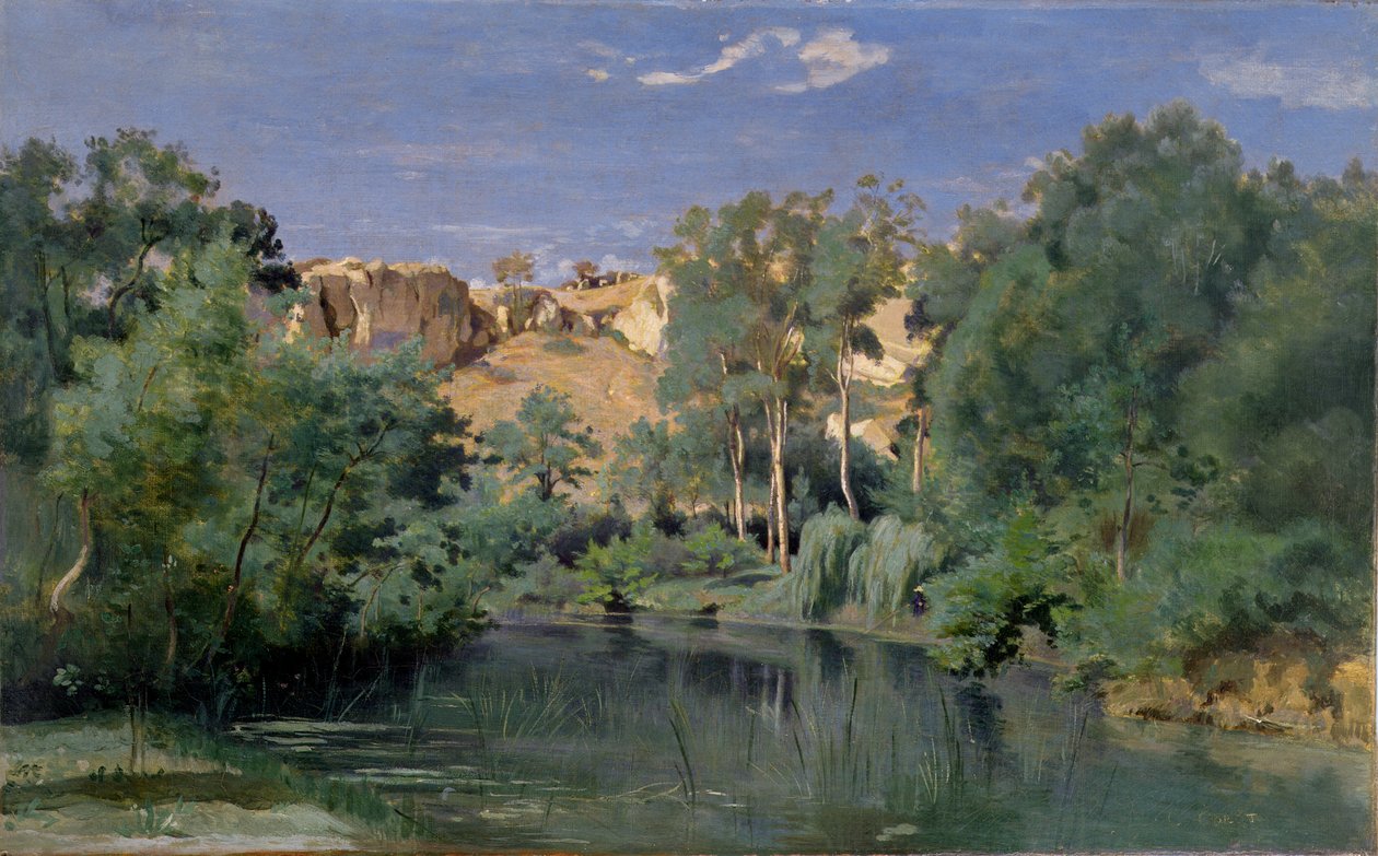Krajobraz leśny ze stawem, ok. 1830 r. autorstwa Jean Baptiste Camille Corot