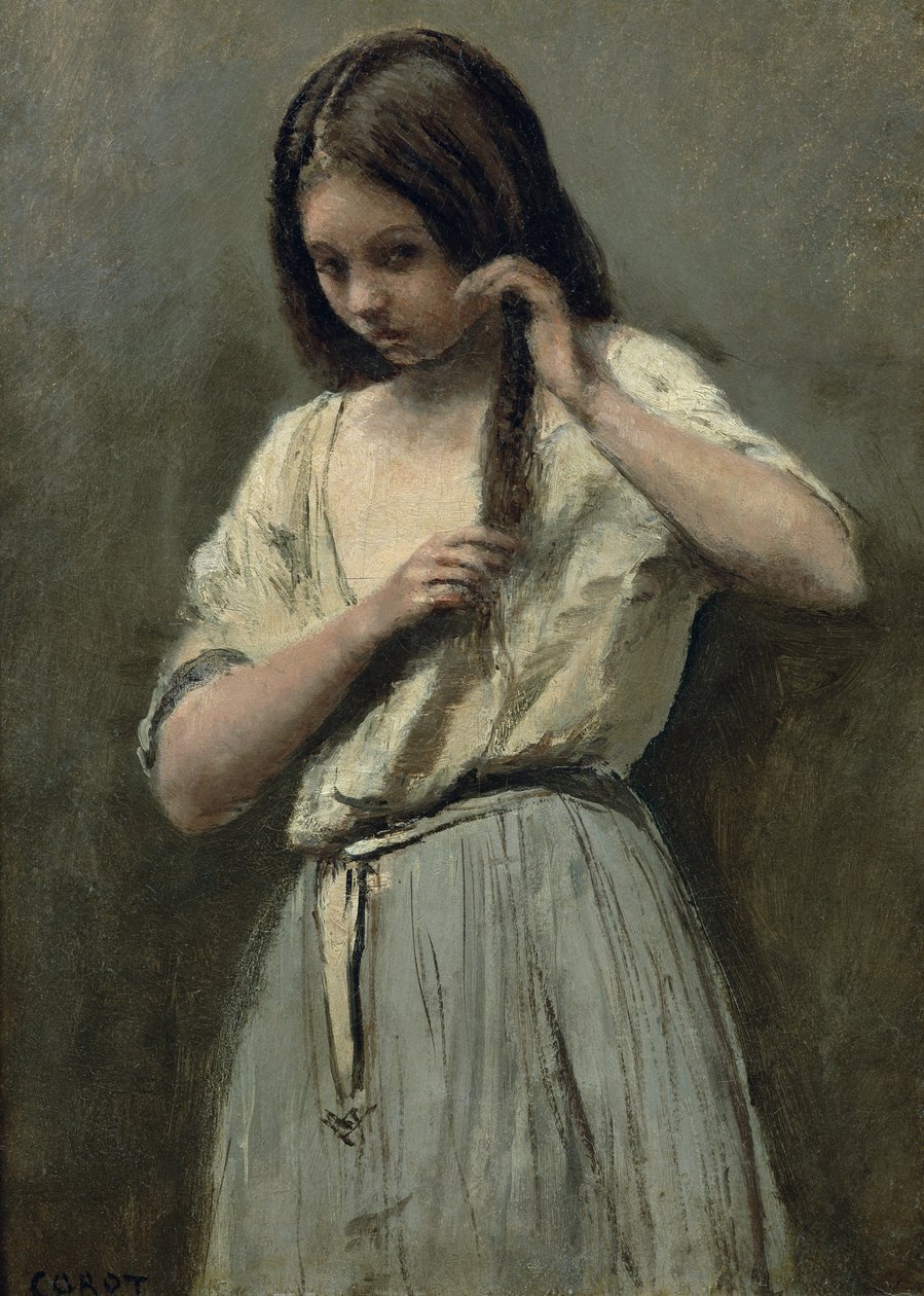 Młoda dziewczyna w toalecie autorstwa Jean Baptiste Camille Corot