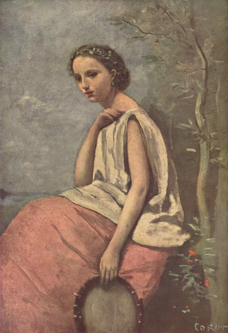 Zingara z baskijskim bębnem autorstwa Jean Baptiste Camille Corot
