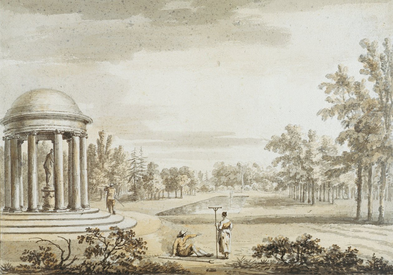 Rotunda i Teatr Królowej, Stowe, 1753 autorstwa Jean Baptiste Claude Chatelain