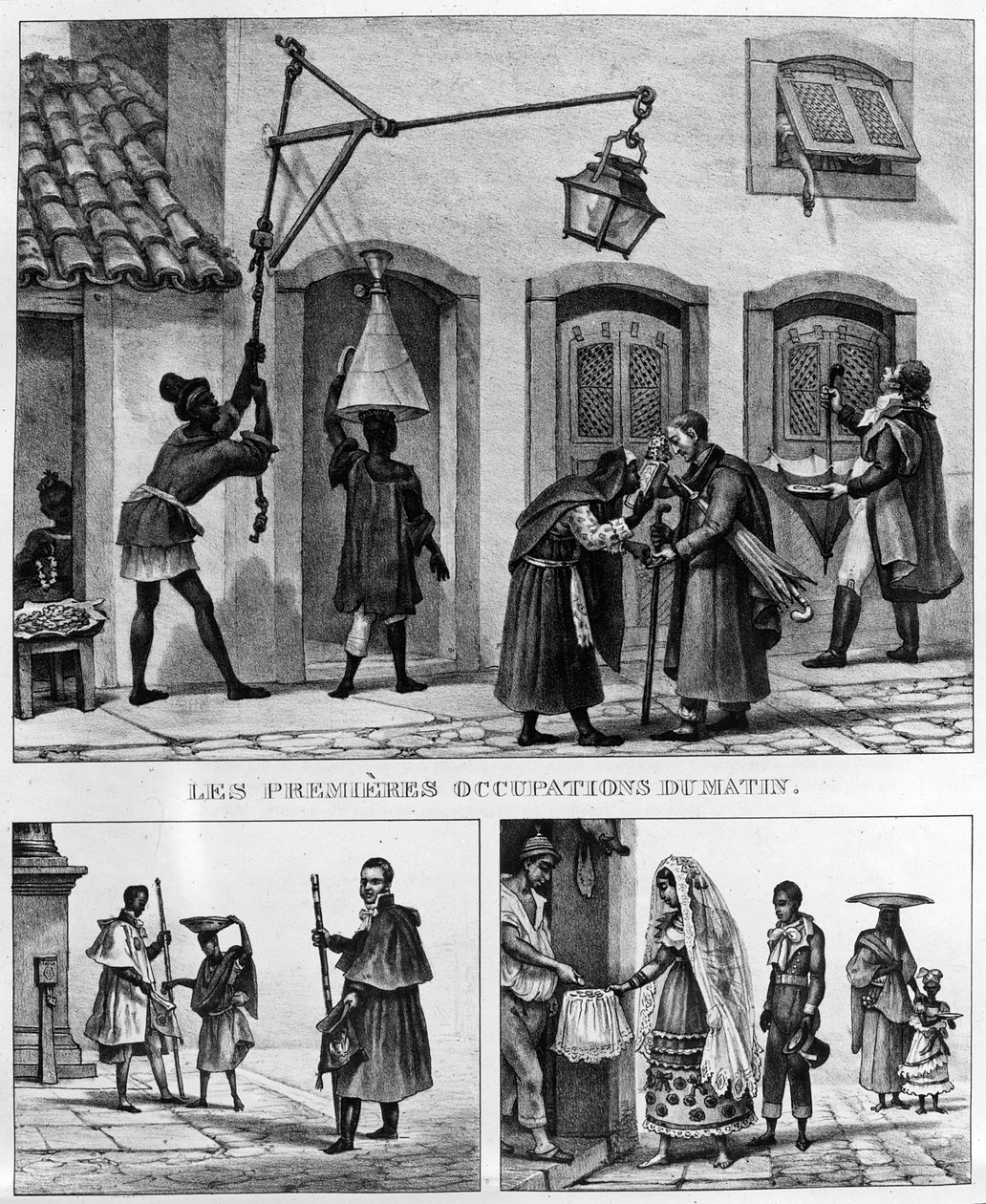 Życie codzienne w Brazylii, z „Podróży po Brazylii”, litografia Thierry Freres, 1839 autorstwa Jean Baptiste Debret