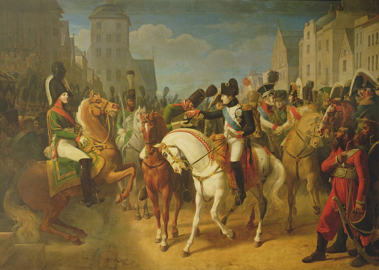 Napoleon Bonaparte (1769-1821) Dekorowanie Łazarza Grenadierów w Tilsit, 8 lipca 1807 autorstwa Jean Baptiste Debret