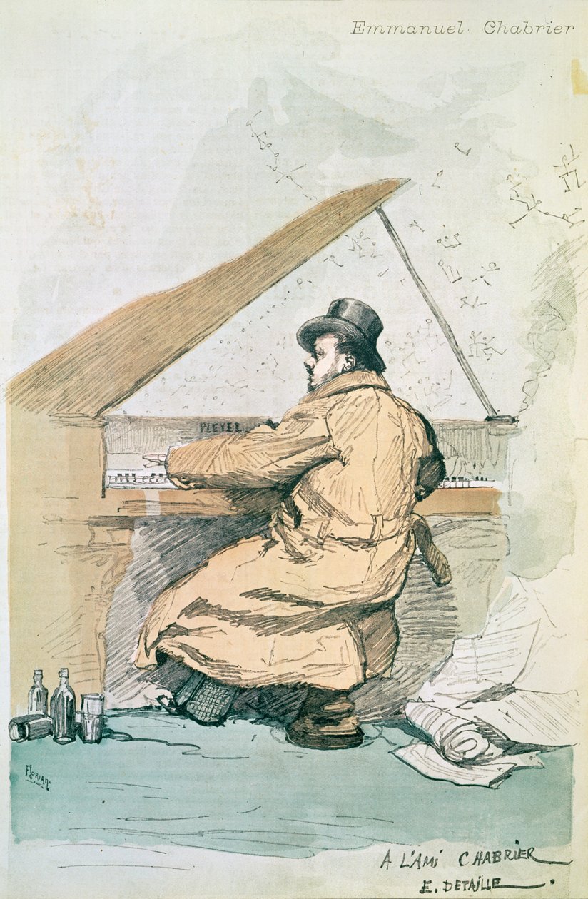 Emmanuel Chabrier, ilustracja na okładce z „La Revue Illustree”, grawerowana przez Floriana, 1887 autorstwa Jean Baptiste Edouard Detaille