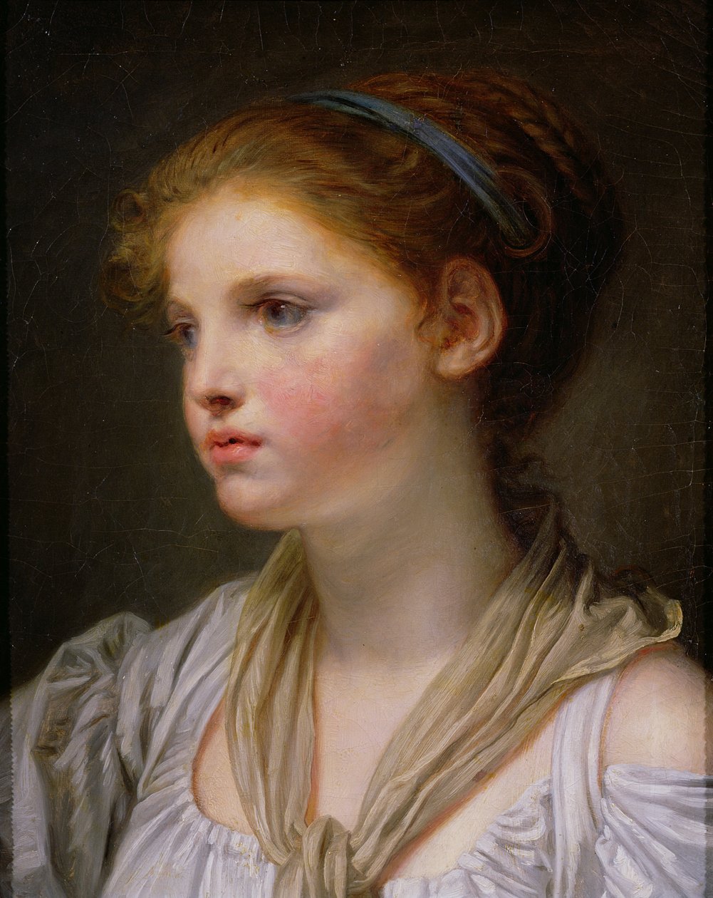 0irl z niebieską wstążką autorstwa Jean Baptiste Greuze