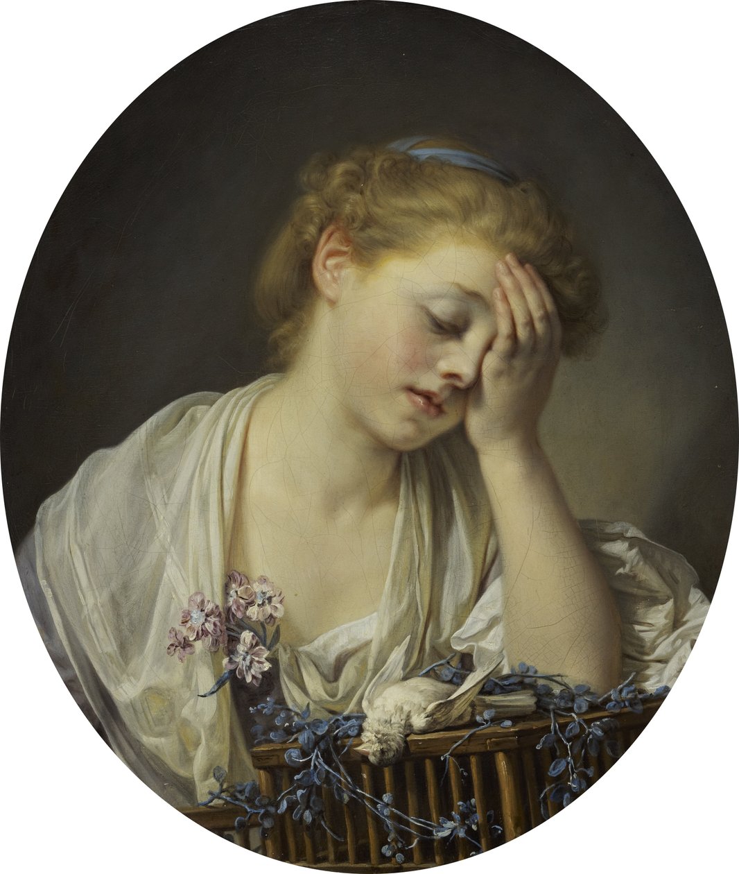 Dziewczyna z martwym kanarkiem autorstwa Jean Baptiste Greuze