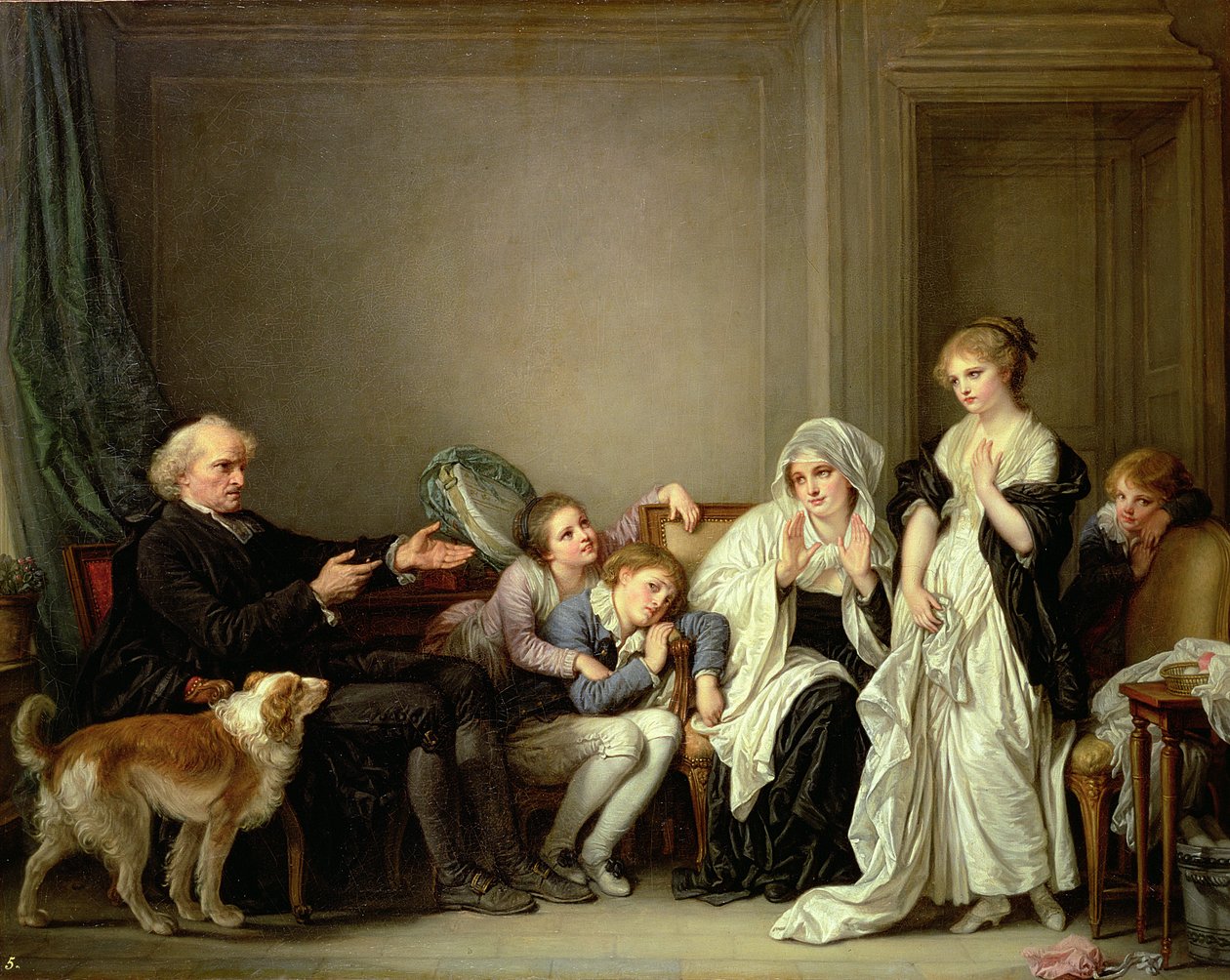 Z wizytą u księdza, XVIII wiek autorstwa Jean Baptiste Greuze