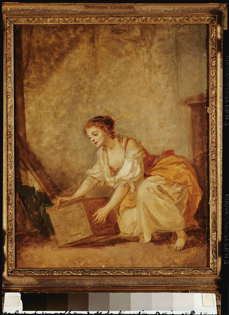 Młoda dziewczyna podnosząca klatkę piersiową autorstwa Jean Baptiste Greuze