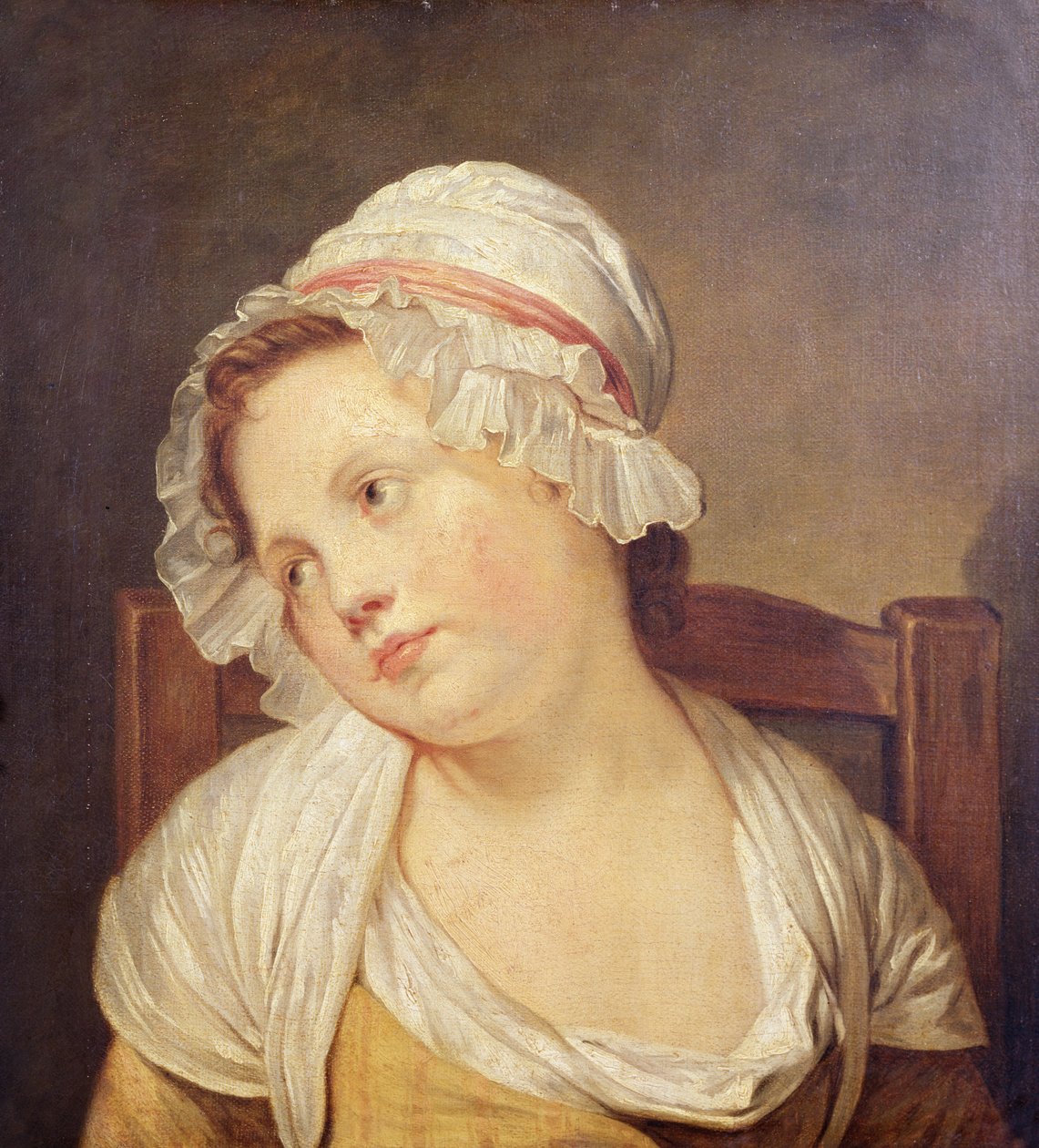 Młoda dziewczyna w białej masce autorstwa Jean Baptiste Greuze