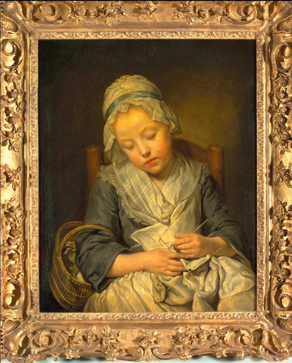 Młoda dziewiarka podczas snu, ok. 1759 autorstwa Jean Baptiste Greuze