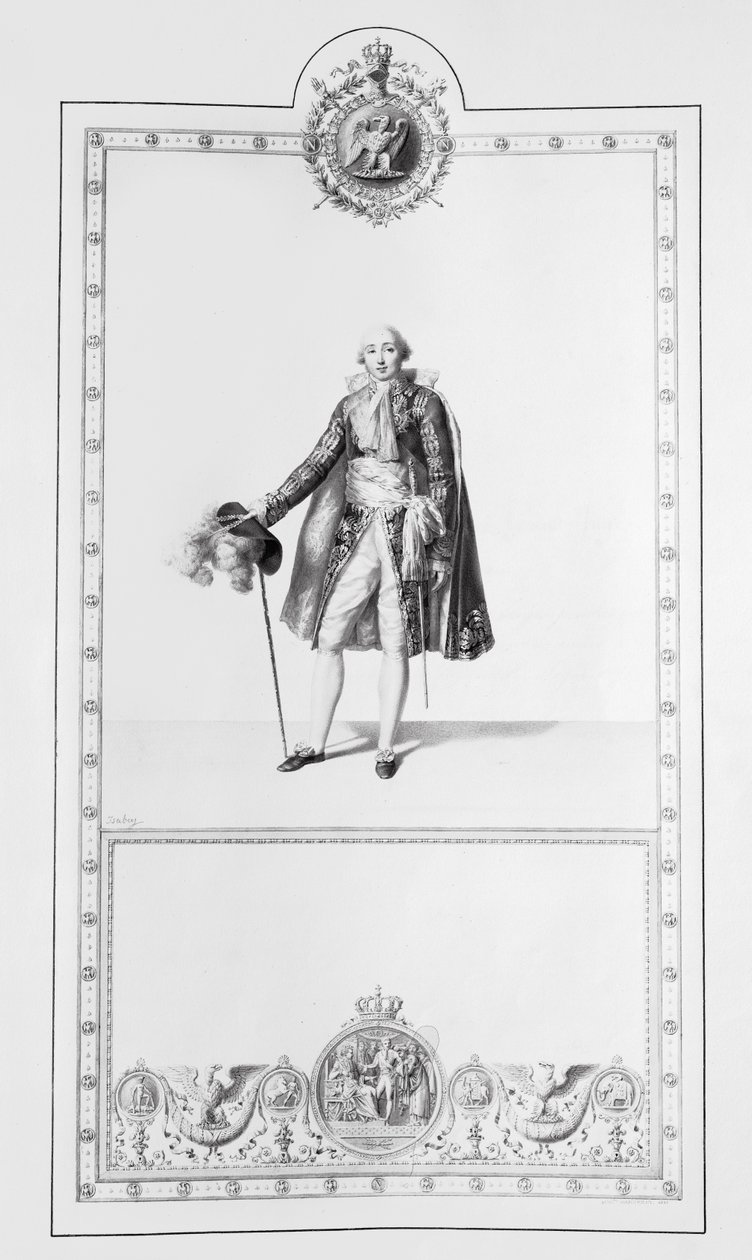 Kostium marszałka cesarstwa na koronację cesarza Napoleona I i cesarzowej Józefiny w Paryżu 2 grudnia 1804 r., ilustracja z „Livre du Sacre”, wydanej w Paryżu, 1804-15 (pol. autorstwa Jean Baptiste Isabey