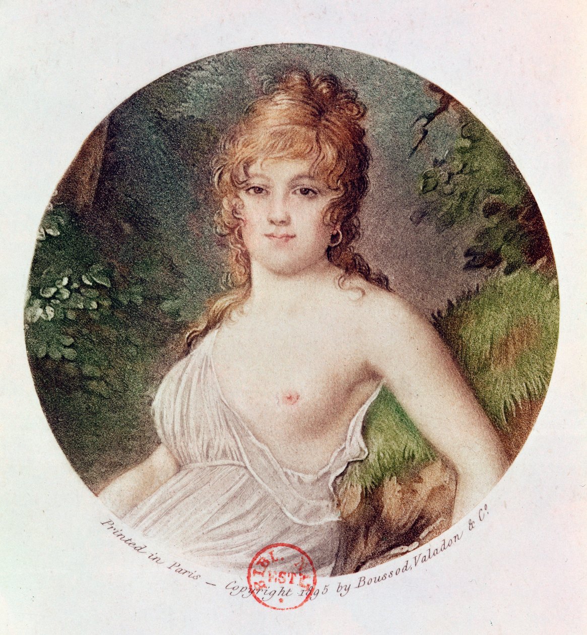 Portret Theresy de Cabarrus (1773-1835) znanej również jako Madame Tallien, wydrukowany przez Boussoda, Valadon and Company, 1895 (kolorowa lito) autorstwa Jean Baptiste Isabey