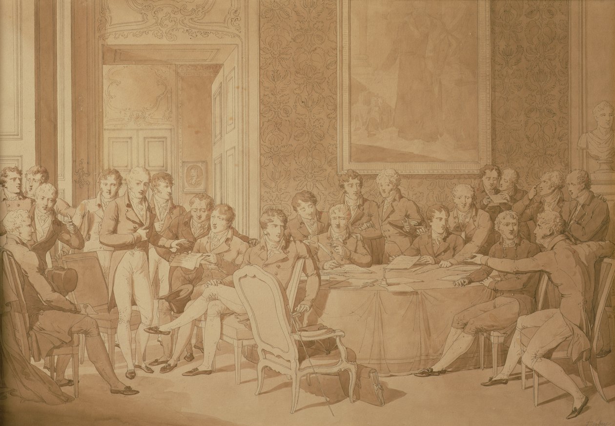 Kongres Wiedeński, 1815 (ołówek i wc) (ZOBACZ TAKŻE 217258) autorstwa Jean Baptiste Isabey