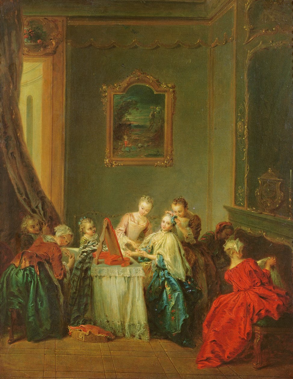 Toaleta: młoda kobieta przy toaletce autorstwa Jean Baptiste Joseph Pater