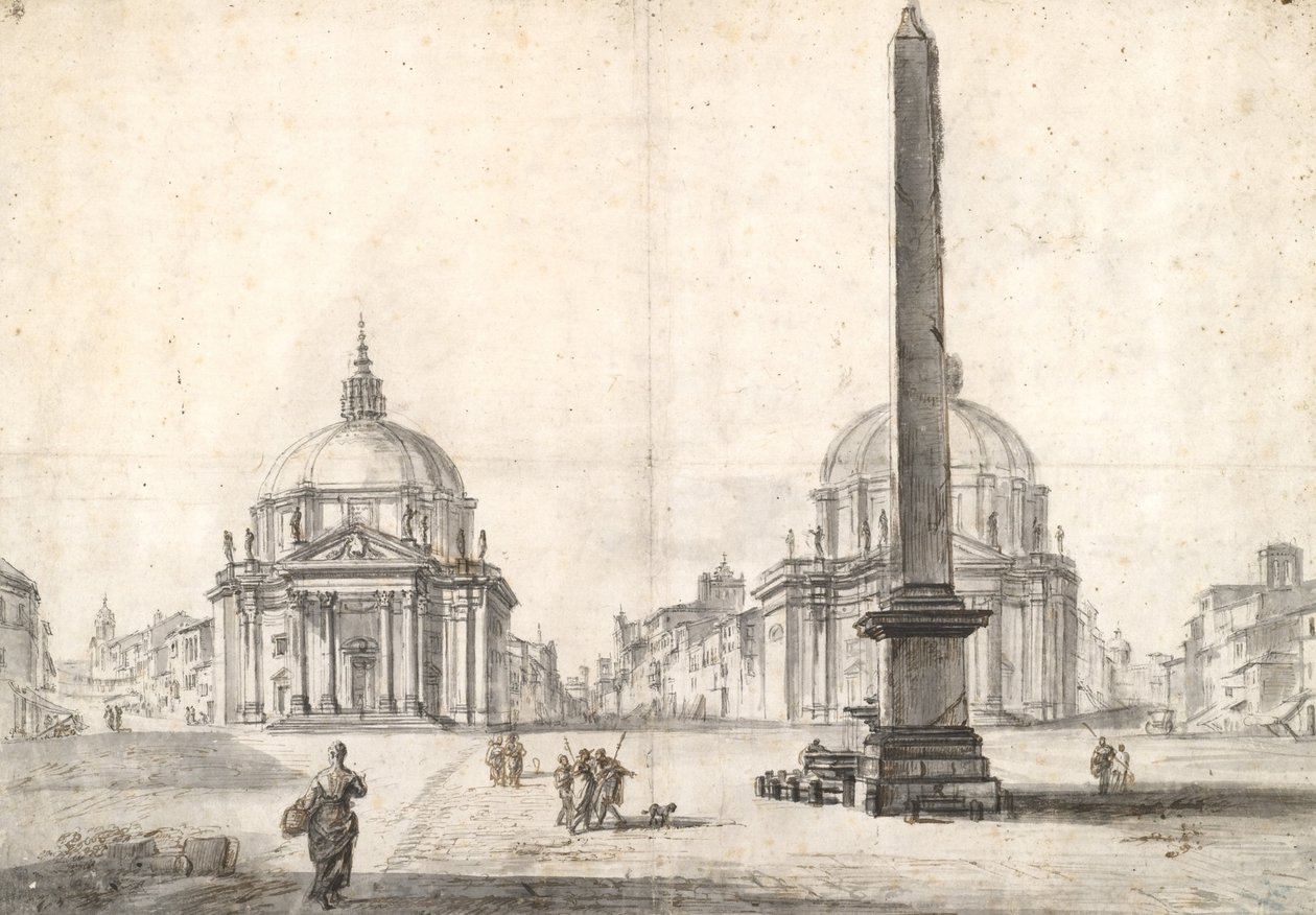 Piazza del Popolo, Rzym autorstwa Jean Baptiste Lallemand