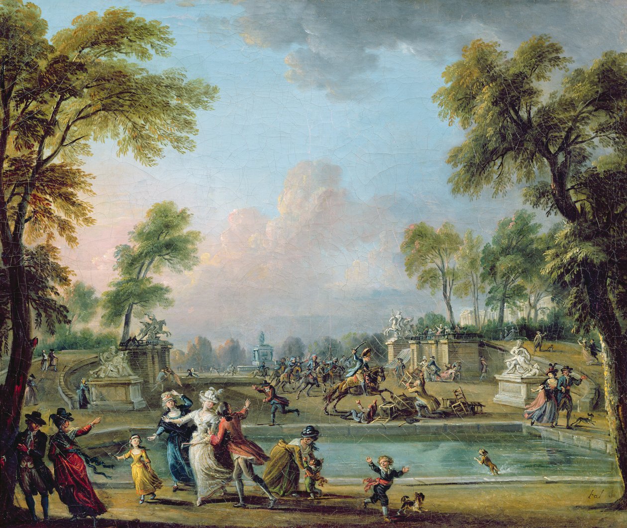 Szarża księcia Lambesc (1751-1825) w Ogrodach Tuileries, 12 lipca 1789 autorstwa Jean Baptiste Lallemand