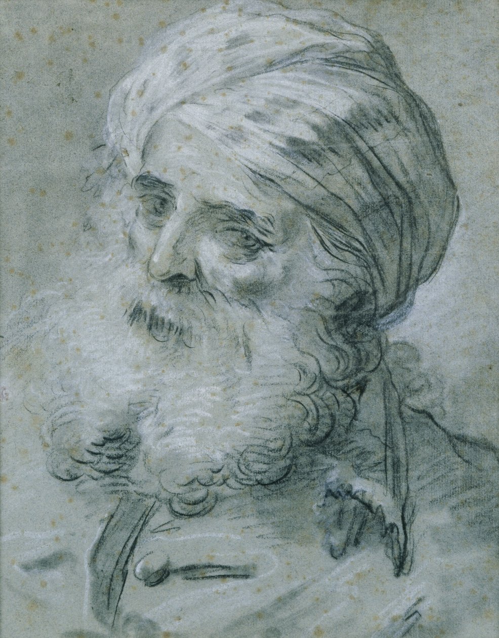 Portret starca (kreda na papierze) autorstwa Jean Baptiste Le Prince