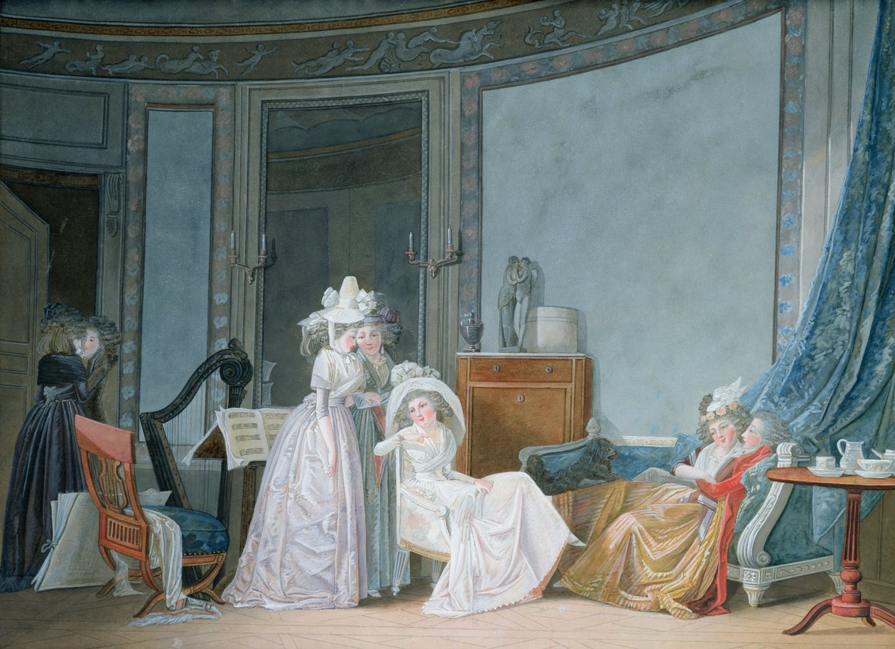 Spotkanie w salonie, 1790 autorstwa Jean Baptiste Mallet