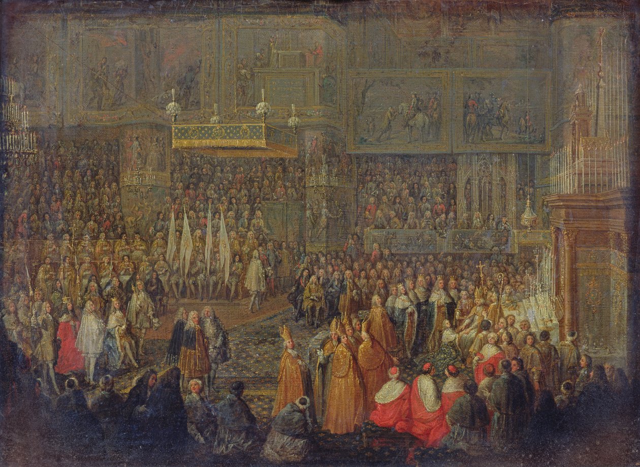 Koronacja Ludwika XV (1710-1774) 25 października 1722, 1735 autorstwa Jean Baptiste Martin