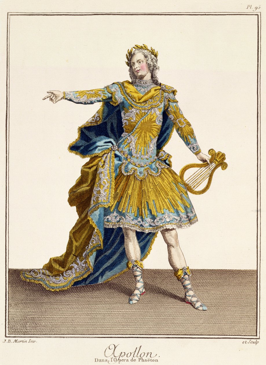 Kostium dla Apolla z opery „Faethon”, rytowany przez artystę, ok. 1780 autorstwa Jean Baptiste Martin