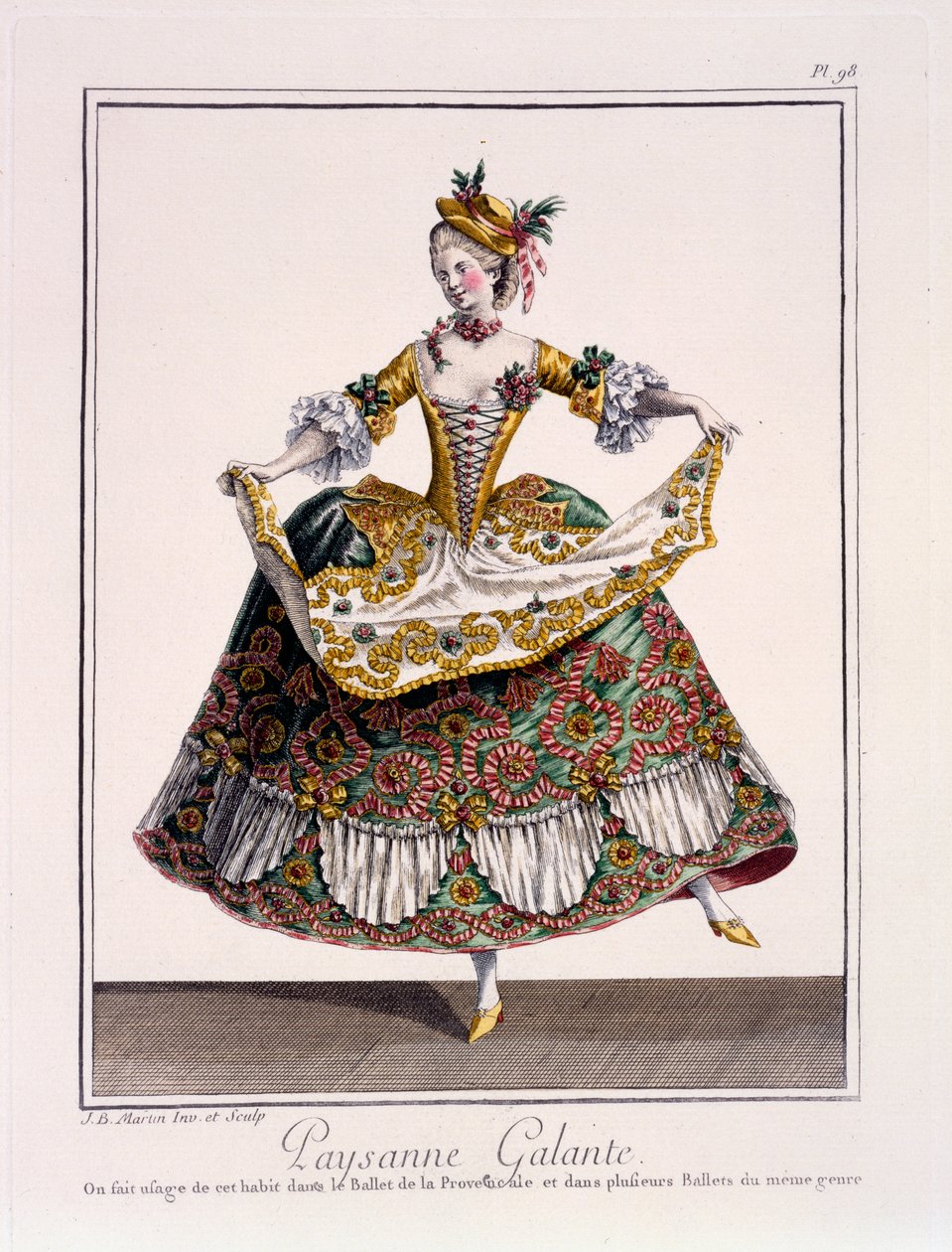 Kostium delikatnej chłopki, koniec XVIII wieku (rycina ręcznie kolorowana) autorstwa Jean Baptiste Martin