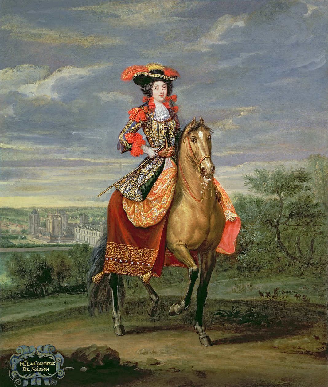 La Comtesse de Soissons Jazda z widokiem na zamek Vincennes autorstwa Jean Baptiste Martin