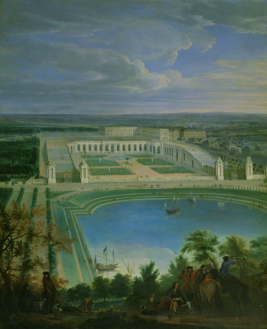 Oranżeria i zamek w Wersalu, 1696 autorstwa Jean Baptiste Martin
