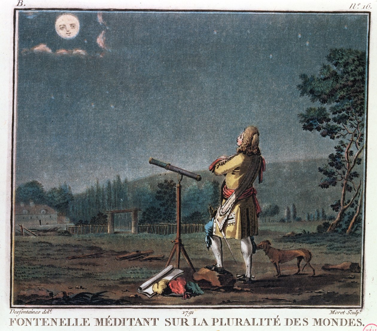Bernard Le Bovier de Fontenelle (1657-1757) Medytacja nad rozprzestrzenianiem się światów, 1791 autorstwa Jean Baptiste Morret