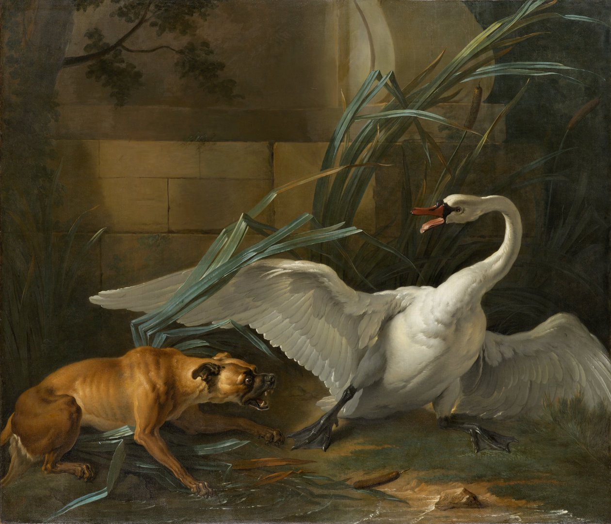 Łabędź zaatakowany przez psa autorstwa Jean Baptiste Oudry
