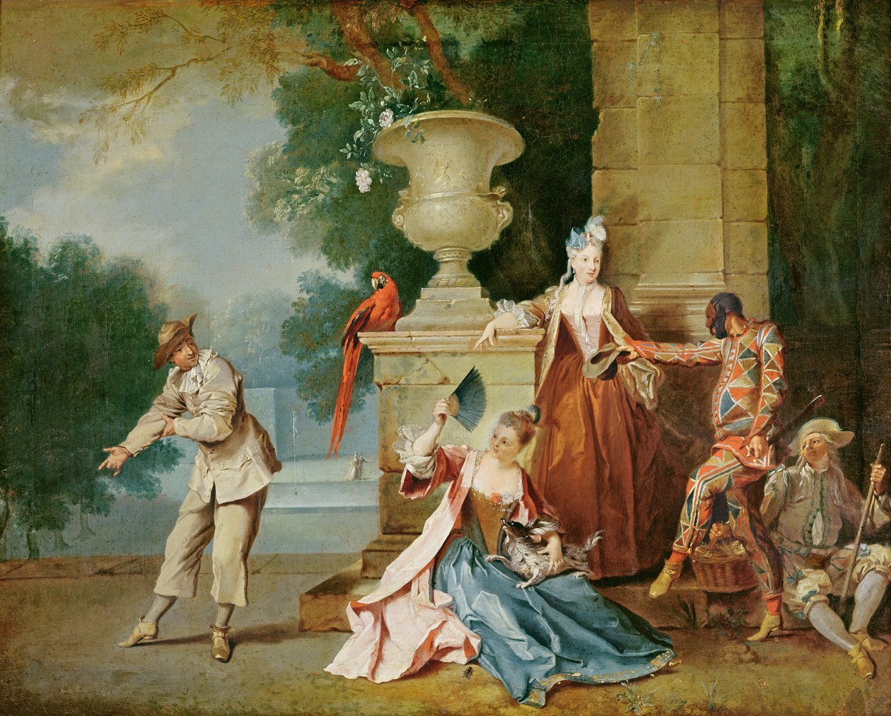 Włoscy komicy w parku, ok. 1725 autorstwa Jean Baptiste Oudry