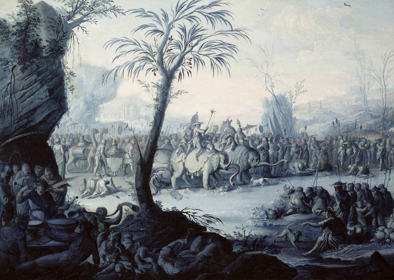 Chinoiserie Krajobraz z postaciami i zwierzętami autorstwa Jean Baptiste Pillement