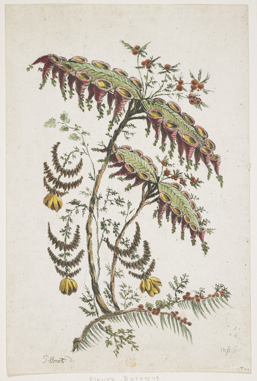 Talerz kwiatów. Chinoiserie. autorstwa Jean Baptiste Pillement