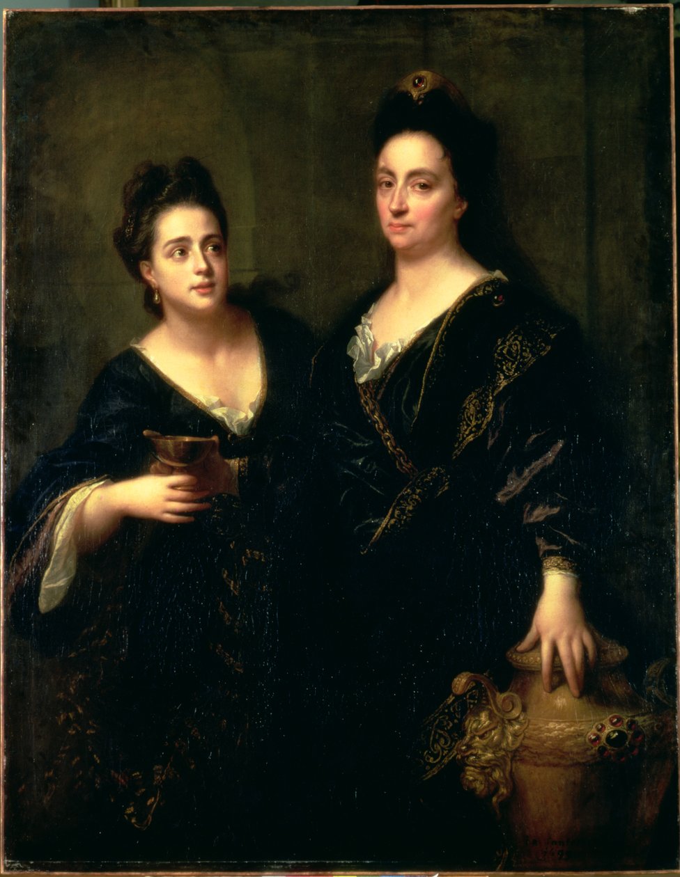 Portret dwóch aktorek, 1699 autorstwa Jean Baptiste Santerre