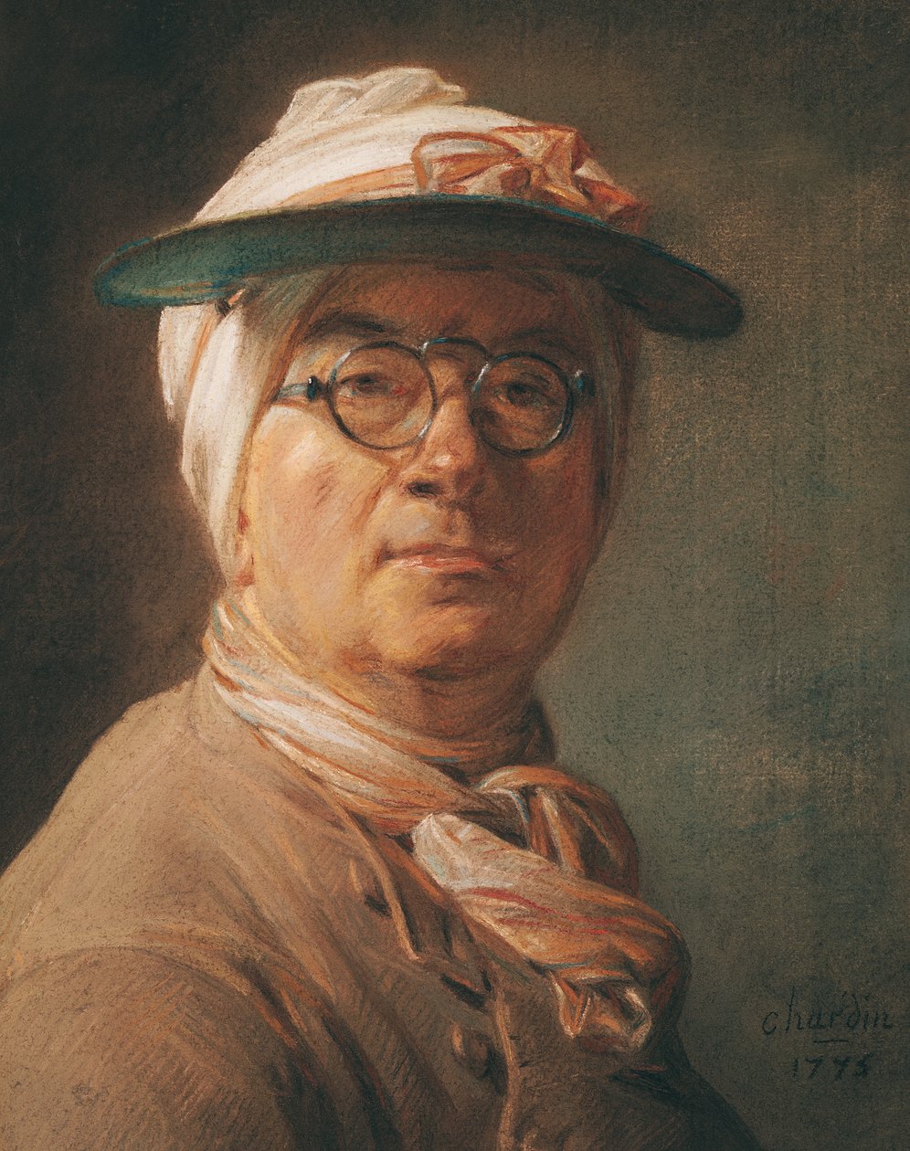 Autoportret, 1775 (pastel na papierze) autorstwa Jean Baptiste Simeon Chardin
