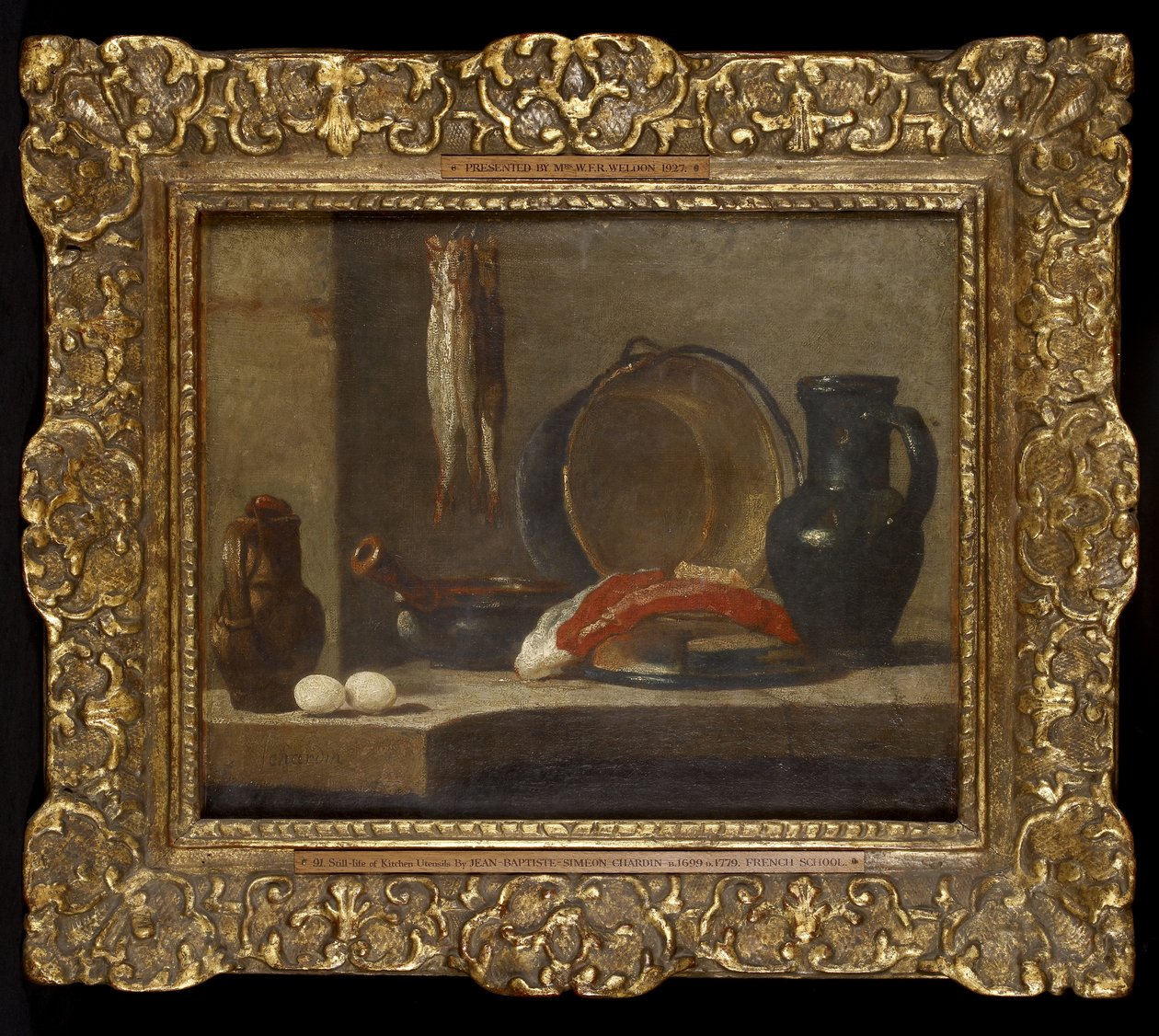 Martwa natura z przyborów kuchennych, ok. 1733-34 autorstwa Jean Baptiste Simeon Chardin