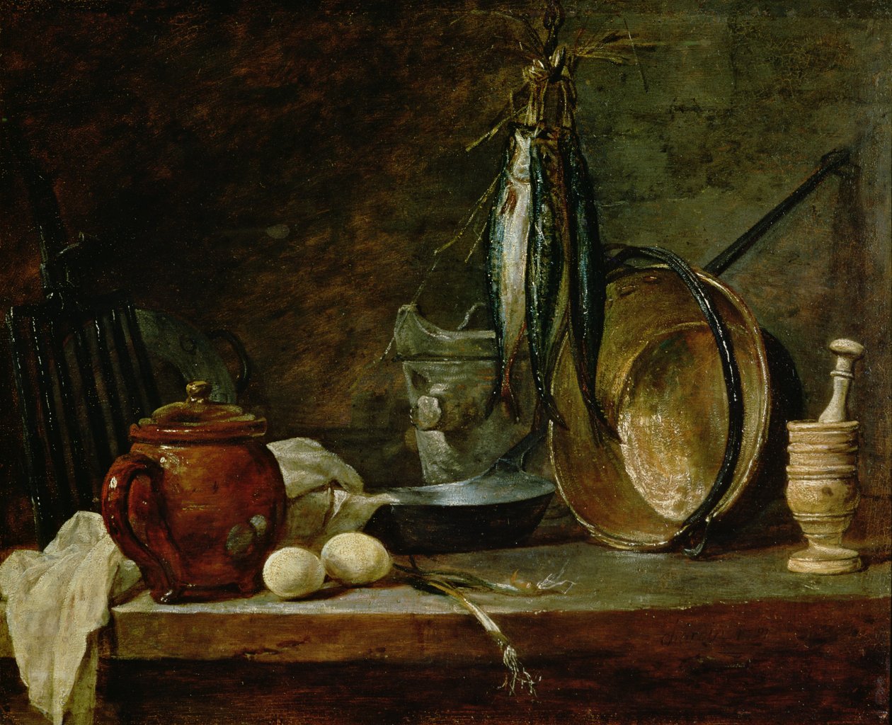 Martwa natura: Fast Day Menu, 1731 (olej na miedzi) autorstwa Jean Baptiste Simeon Chardin