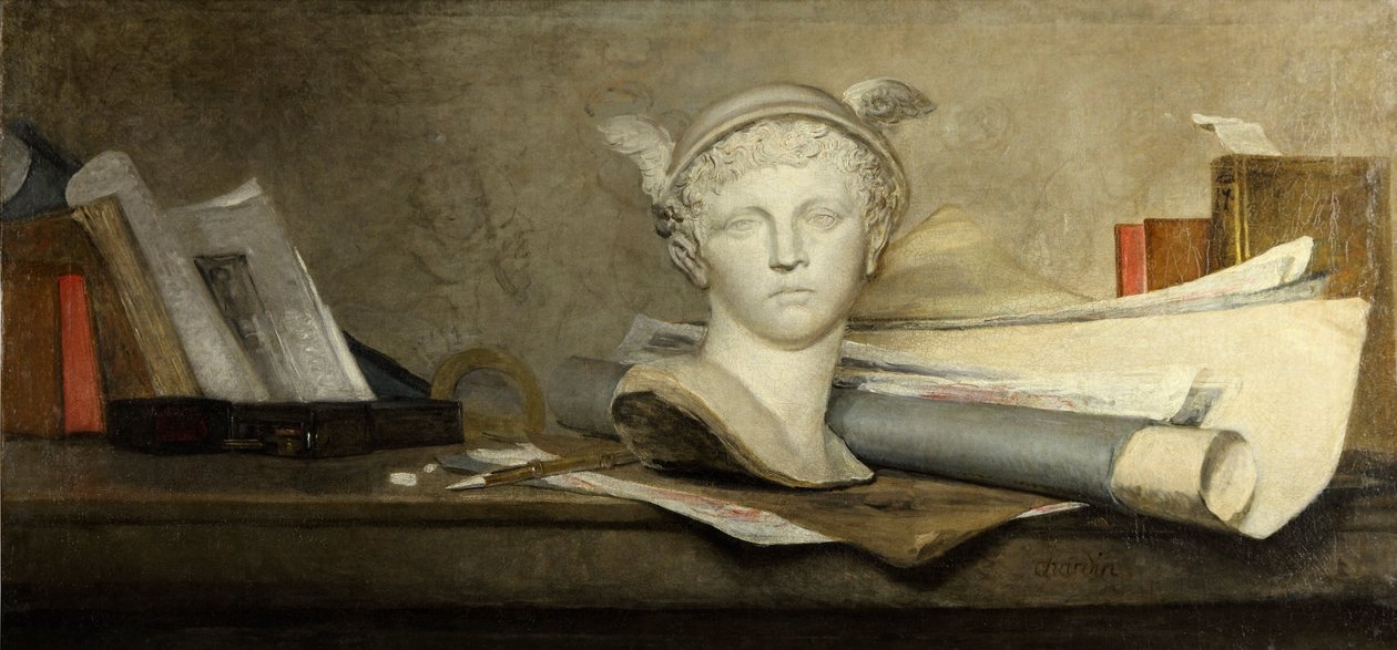 Martwa natura z atrybutami sztuki autorstwa Jean Baptiste Simeon Chardin