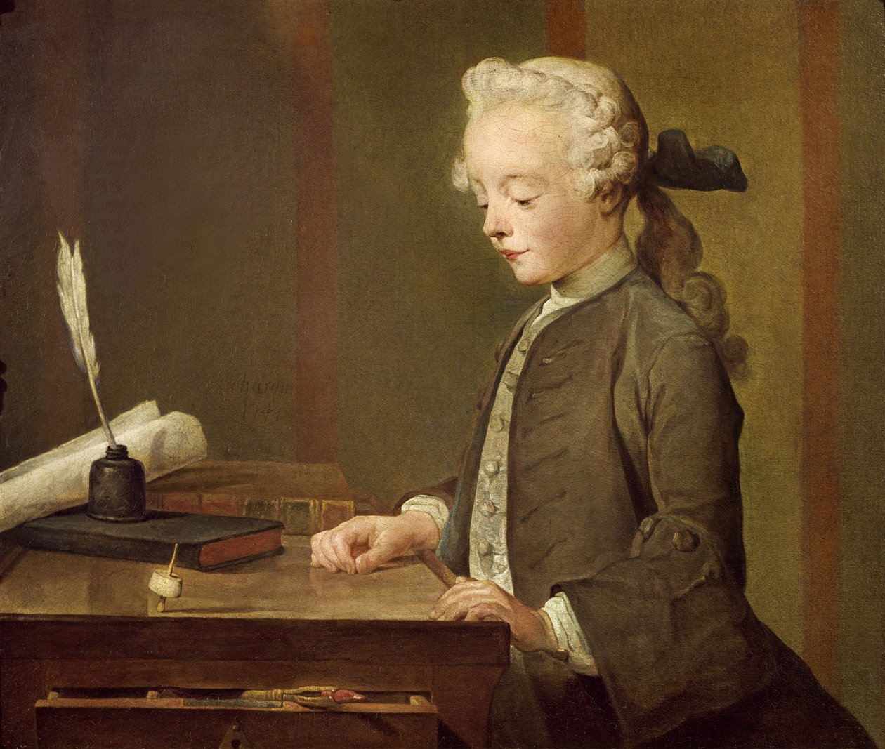 Dziecko z Teetotum, Portret Auguste-Gabriela Godefroy (1728-1813) 1741 autorstwa Jean Baptiste Simeon Chardin