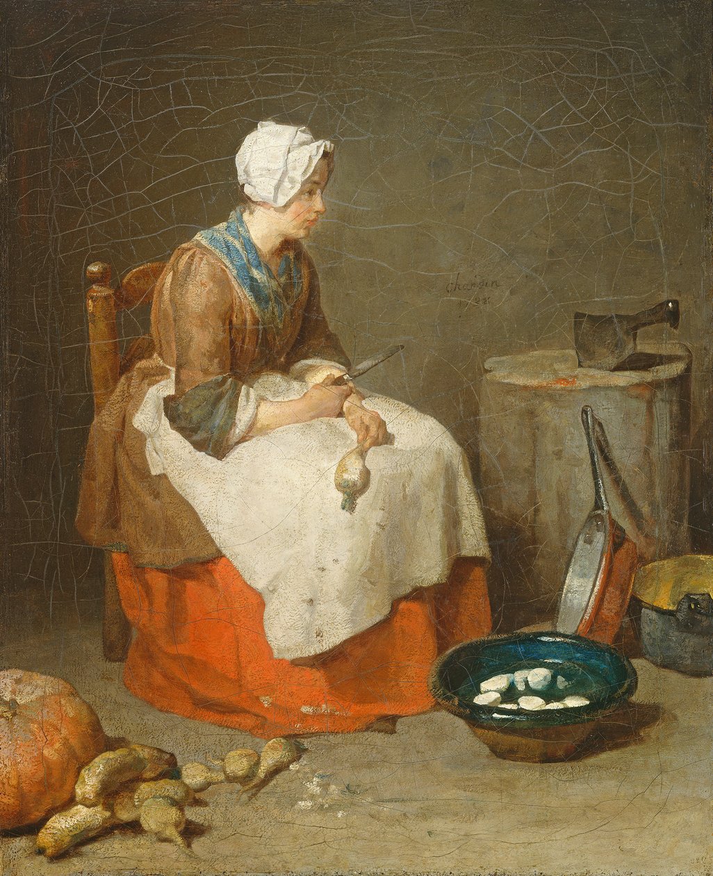Pokojówka kuchenna, 1738 autorstwa Jean Baptiste Simeon Chardin