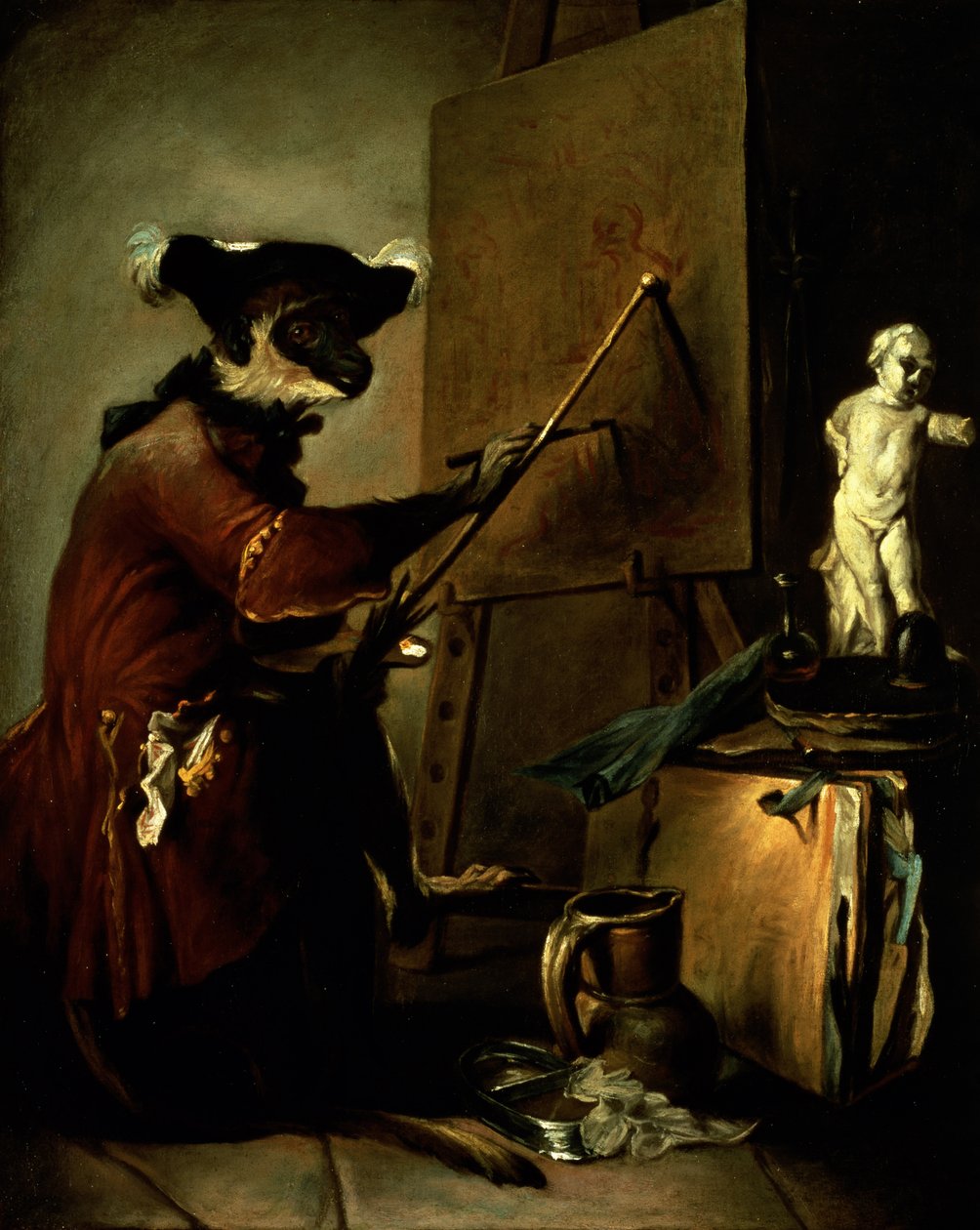 Malarz małp, 1740 autorstwa Jean Baptiste Simeon Chardin