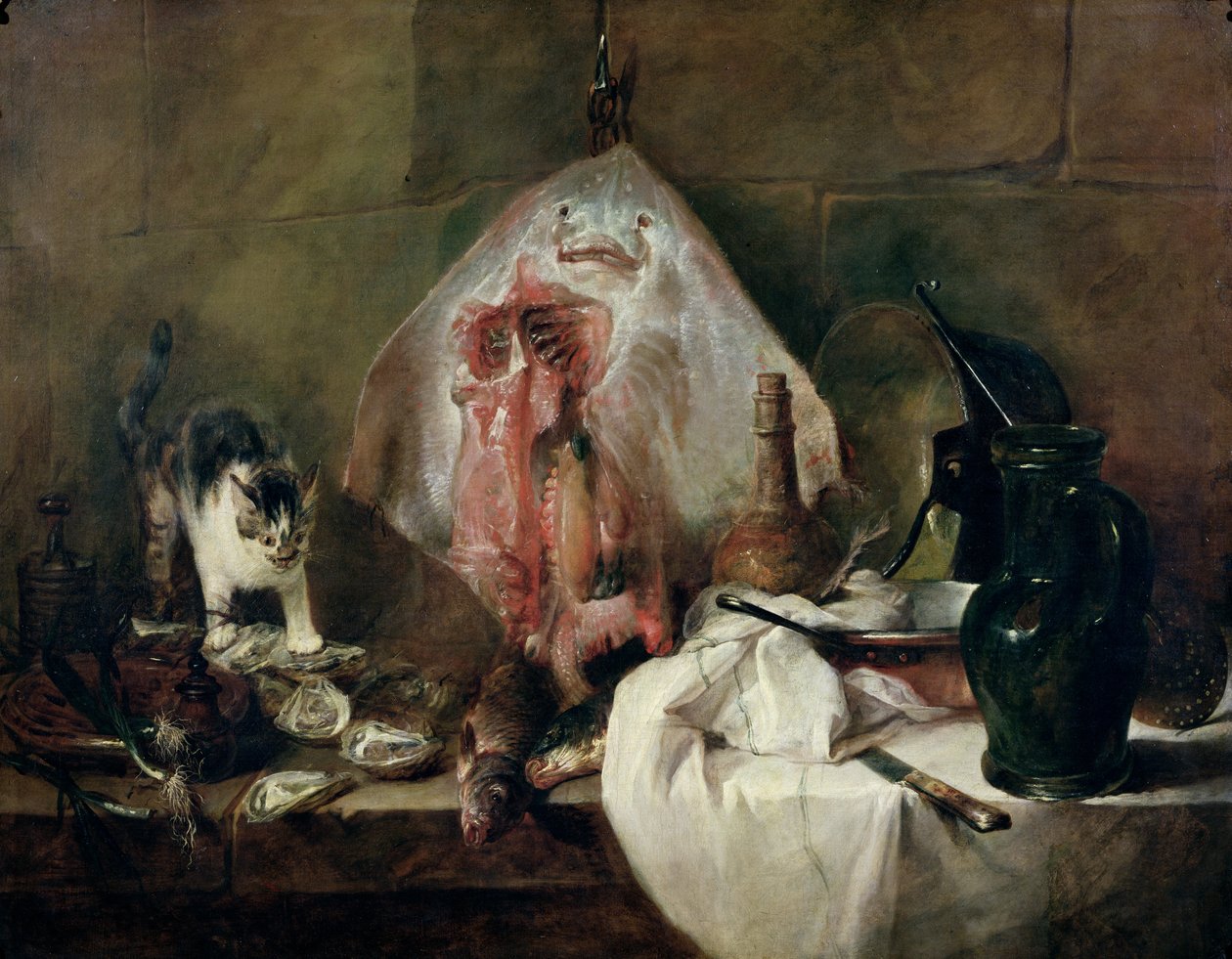 Promień albo wnętrze kuchni, 1728 autorstwa Jean Baptiste Simeon Chardin