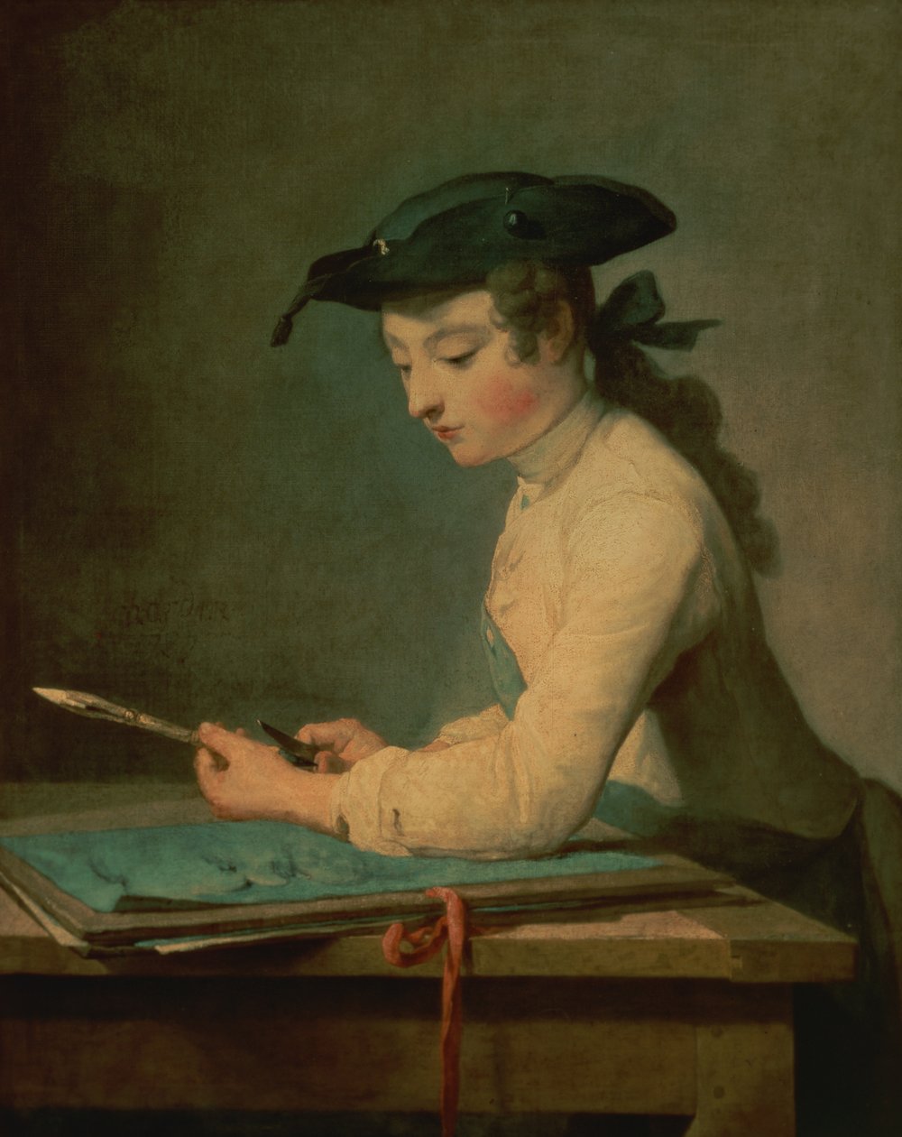 Młody rysownik, 1737 autorstwa Jean Baptiste Simeon Chardin