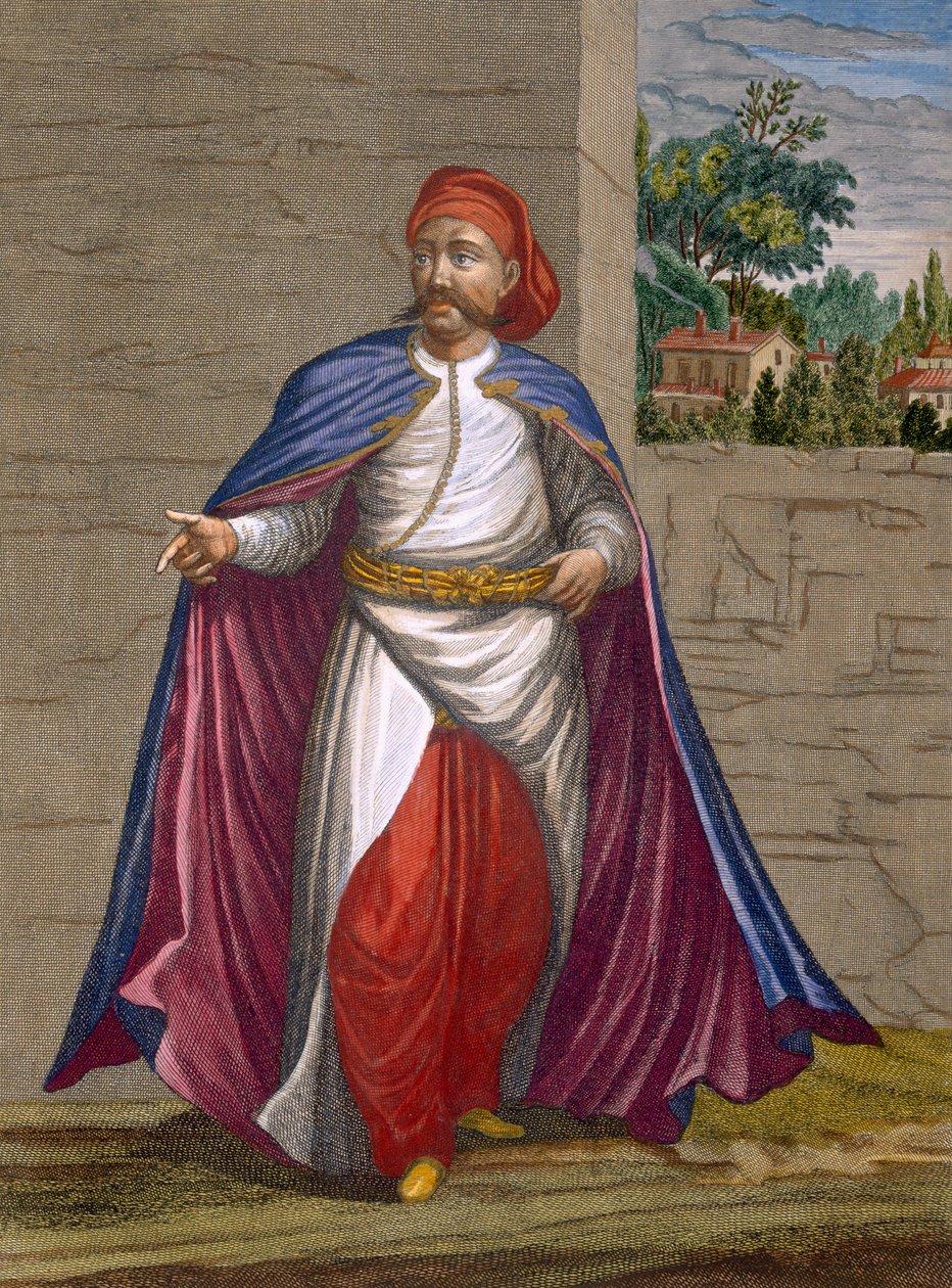 Kasseki, tablica 19 z "Kolekcji stu rycin przedstawiających różne narody Lewantu" Charlesa de Ferriol, rytowana przez Gerarda Scotina (1671-1716), 1707-08 autorstwa Jean Baptiste Vanmour